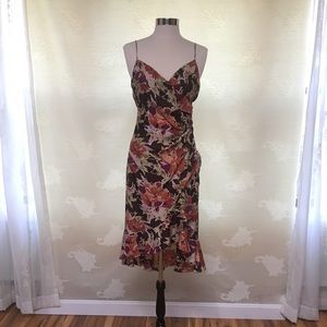 Nicole Miller Asymmetrical Floral Silk Dress